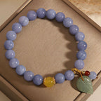 Fortune Jewel Aquamarine Jade Leaf Healing Charm Bracelet
