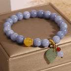 Fortune Jewel Aquamarine Jade Leaf Healing Charm Bracelet