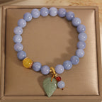 Fortune Jewel Aquamarine Jade Leaf Healing Charm Bracelet