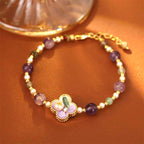 Fortune Jewel Pearl Turquoise Beads Flower Design Copper Luck Chain Bracelet