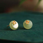 Fortune Jewel Cyan Jade 925 Sterling Silver Flower Harmony Earrings