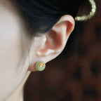 Fortune Jewel Cyan Jade 925 Sterling Silver Flower Harmony Earrings