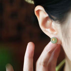 Fortune Jewel Cyan Jade 925 Sterling Silver Flower Harmony Earrings