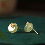 Fortune Jewel Cyan Jade 925 Sterling Silver Flower Harmony Earrings