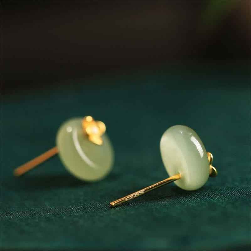 Fortune Jewel Cyan Jade 925 Sterling Silver Flower Harmony Earrings