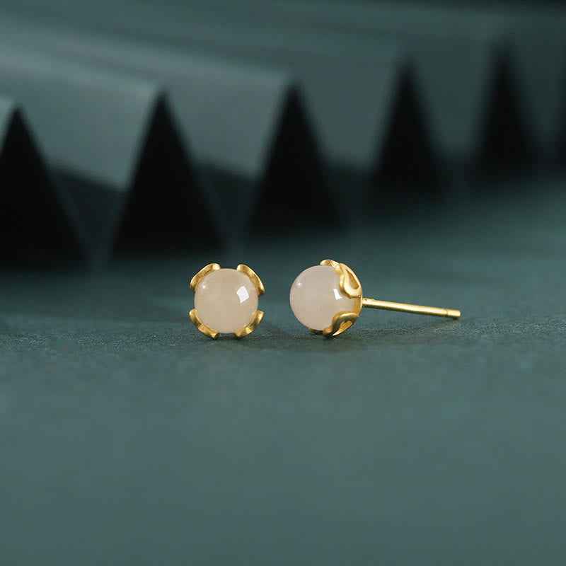 Fortune Jewel Hetian Jade 925 Sterling Silver Heart-Shaped Lace Harmony Earrings