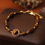 Fortune Jewel Natural Tiger Eye Protection Strength Chain Bracelet