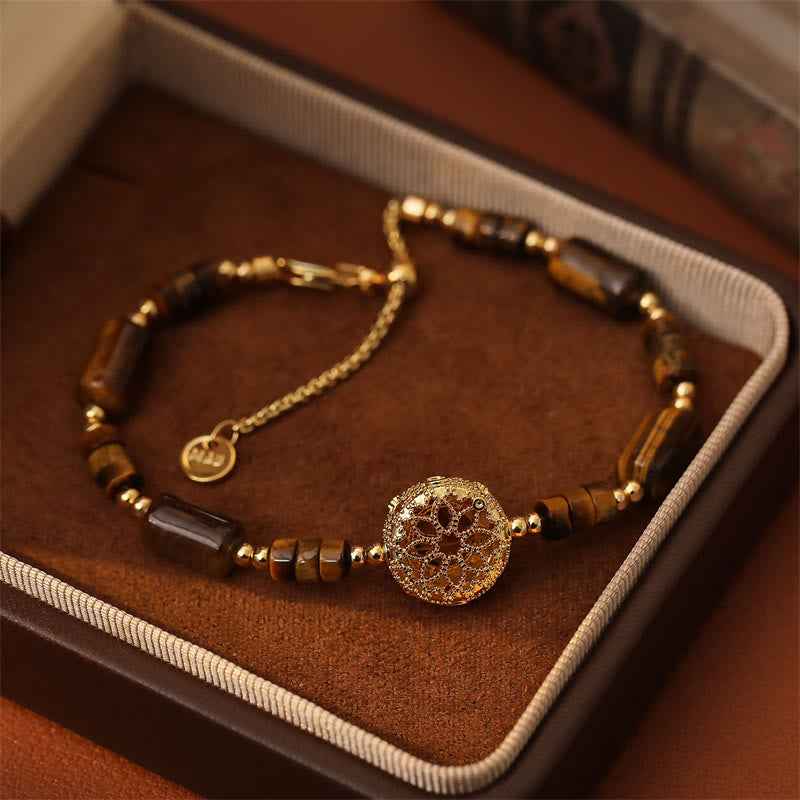 Fortune Jewel Natural Tiger Eye Protection Strength Chain Bracelet