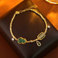 Fortune Jewel Gourd Green Agate Zircon Copper Beads Support Chain Bracelet