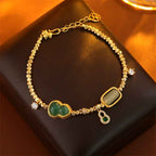 Fortune Jewel Gourd Green Agate Zircon Copper Beads Support Chain Bracelet