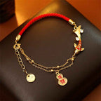 Fortune Jewel Koi Fish Attract Wealth Gourd Charm Design Red String Luck Bracelet