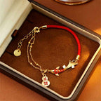 Fortune Jewel Koi Fish Attract Wealth Gourd Charm Design Red String Luck Bracelet