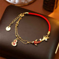 Fortune Jewel Koi Fish Attract Wealth Gourd Charm Design Red String Luck Bracelet