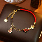 Fortune Jewel Koi Fish Attract Wealth Gourd Charm Design Red String Luck Bracelet