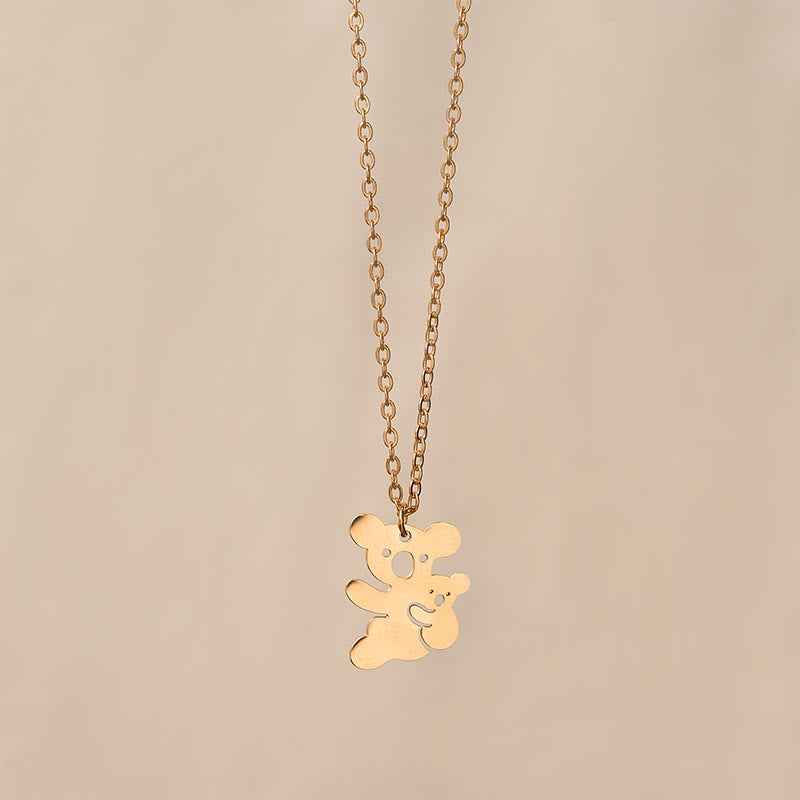 Fortune Jewel "FOR DEAREST MOTHER" Koala Titanium Steel Calm Necklace Pendants Includes Gift Message Card