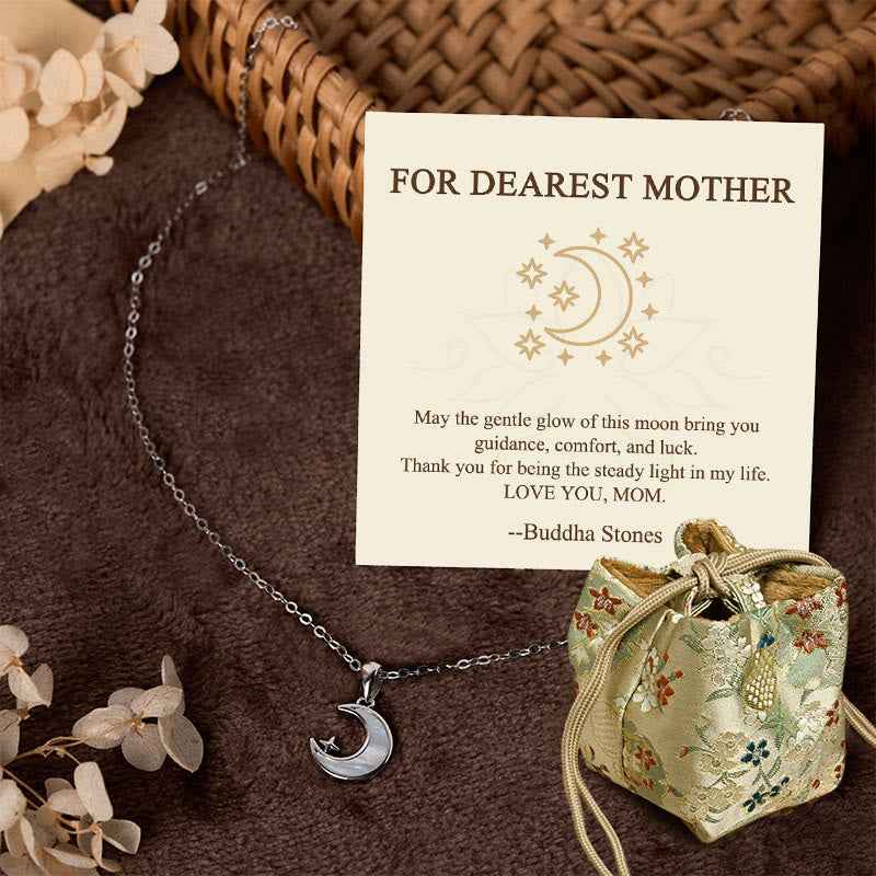 Fortune Jewel "FOR DEAREST MOTHER" Moon Star 925 Sterling Silver Calm Necklace Pendants Includes Gift Message Card