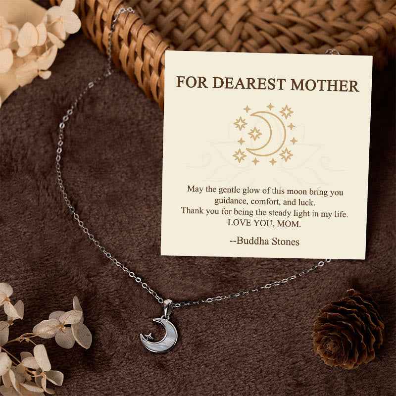 Fortune Jewel "FOR DEAREST MOTHER" Moon Star 925 Sterling Silver Calm Necklace Pendants Includes Gift Message Card