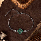 Fortune Jewel "FOR DEAREST MOTHER" Copper Four-Leaf Clover Luck Bracelet Includes Gift Message Card