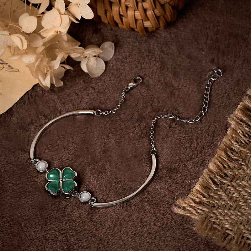 Fortune Jewel "FOR DEAREST MOTHER" Copper Four-Leaf Clover Luck Bracelet Includes Gift Message Card