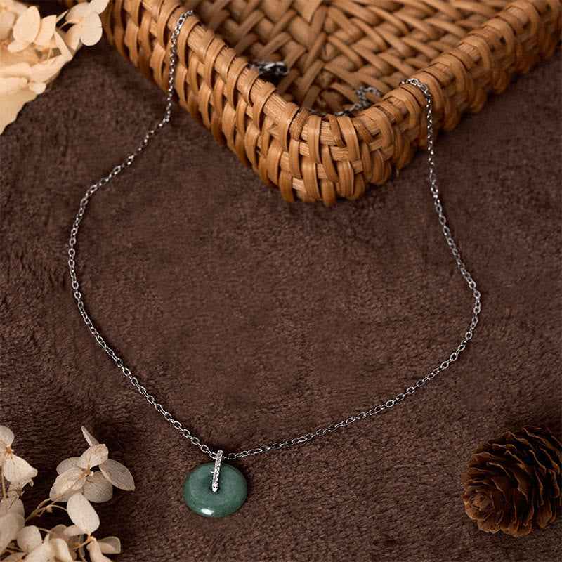 Fortune Jewel "FOR DEAREST MOTHER" Peace Buckle Jade 925 Sterling Silver Luck Necklace Pendants Includes Gift Message Card