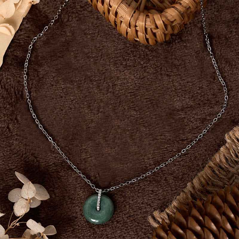 Fortune Jewel "FOR DEAREST MOTHER" Peace Buckle Jade 925 Sterling Silver Luck Necklace Pendants Includes Gift Message Card