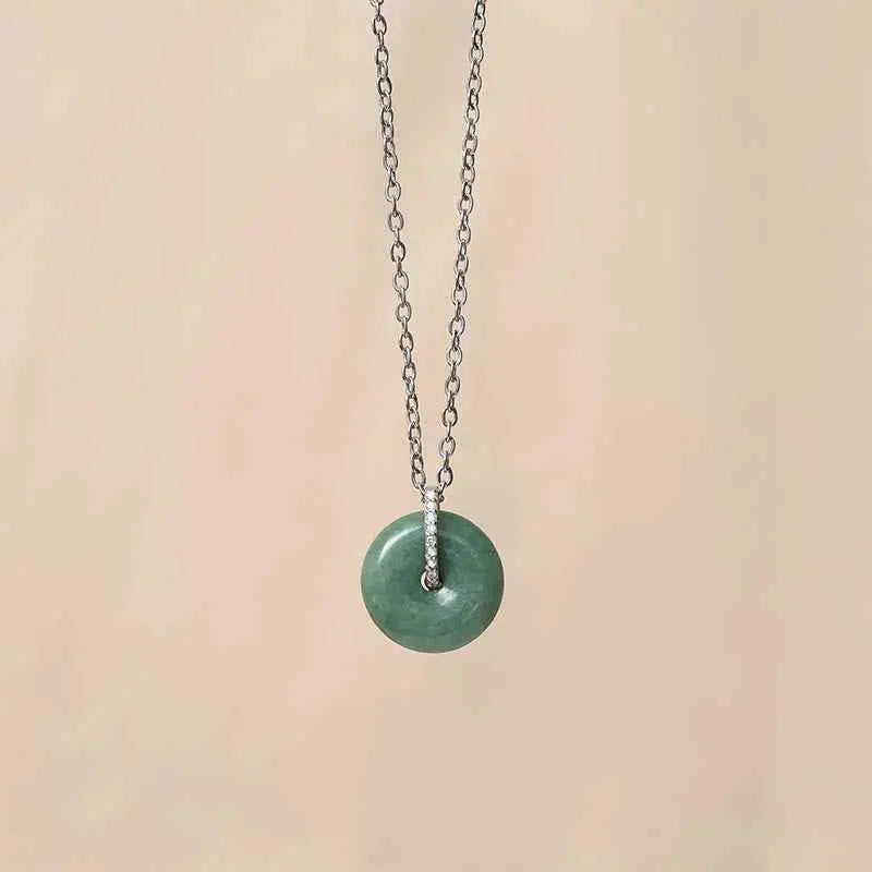 Fortune Jewel "FOR DEAREST MOTHER" Peace Buckle Jade 925 Sterling Silver Luck Necklace Pendants Includes Gift Message Card