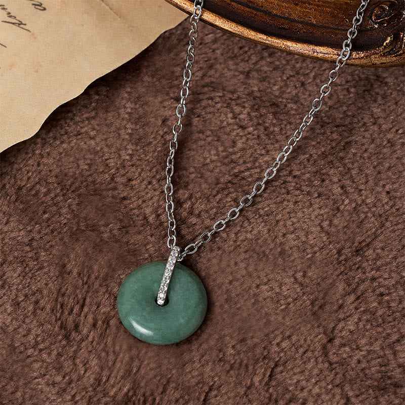 Fortune Jewel "FOR DEAREST MOTHER" Peace Buckle Jade 925 Sterling Silver Luck Necklace Pendants Includes Gift Message Card