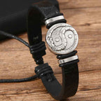 Fortune Jewel Round Engraved YIN YANG Dragon Leather Balance Bracelet