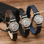 Fortune Jewel Round Engraved YIN YANG Dragon Leather Balance Bracelet