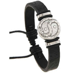 Fortune Jewel Round Engraved YIN YANG Dragon Leather Balance Bracelet