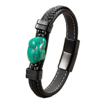 Fortune Jewel Synthetic Turquoise Braided Leather Bold Bracelet