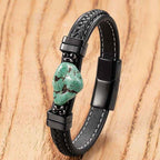 Fortune Jewel Synthetic Turquoise Braided Leather Bold Bracelet