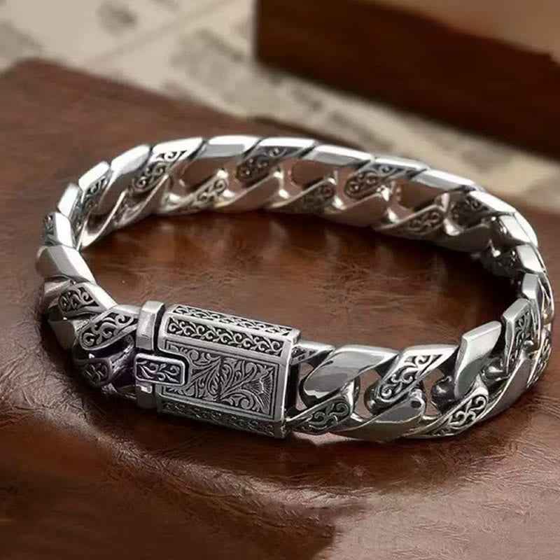 Fortune Jewel Chain Copper Tang Dynasty Flower Design Braided Luck Cuban Bracelet