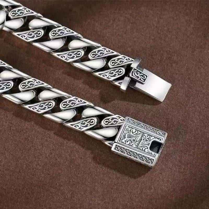 Fortune Jewel Chain Copper Tang Dynasty Flower Design Braided Luck Cuban Bracelet