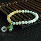 Fortune Jewel Jade Quartzite Peace Buckle Lotus Pod Charm Luck Abundance Bracelet