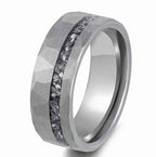 Fortune Jewel Hammered Texture Tungsten Steel Strength Ring