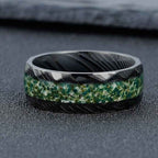 Buddha Stones Faceted Natural Inlay Titanium Steel Strength Ring