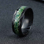 Buddha Stones Faceted Natural Inlay Titanium Steel Strength Ring