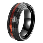 Fortune Jewel Hammered Texture Inlay Tungsten Steel Endurance Ring
