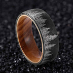 Fortune Jewel Forest Pattern Wood Tungsten Steel Strength Ring