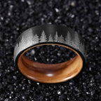 Fortune Jewel Forest Pattern Wood Tungsten Steel Strength Ring