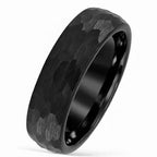 Fortune Jewel Simple Hammered Texture Tungsten Steel Reliability Ring