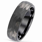 Fortune Jewel Simple Hammered Texture Tungsten Steel Reliability Ring