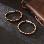 Fortune Jewel Lapis Lazuli Tiger Eye Bead Balance Leather Bracelet