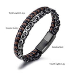 Fortune Jewel Link Chain Double Wrap Braided Leather Balance Bracelet