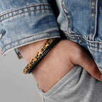 Fortune Jewel Link Chain Double Wrap Braided Leather Balance Bracelet