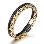 Fortune Jewel Link Chain Double Wrap Braided Leather Balance Bracelet