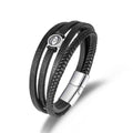 Fortune Jewel Evil Eye Multilayered Braided Leather Balance Bracelet