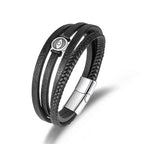 Fortune Jewel Evil Eye Multilayered Braided Leather Balance Bracelet