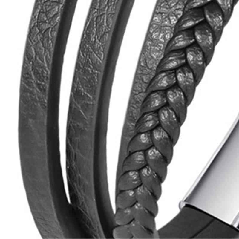 Fortune Jewel Evil Eye Multilayered Braided Leather Balance Bracelet